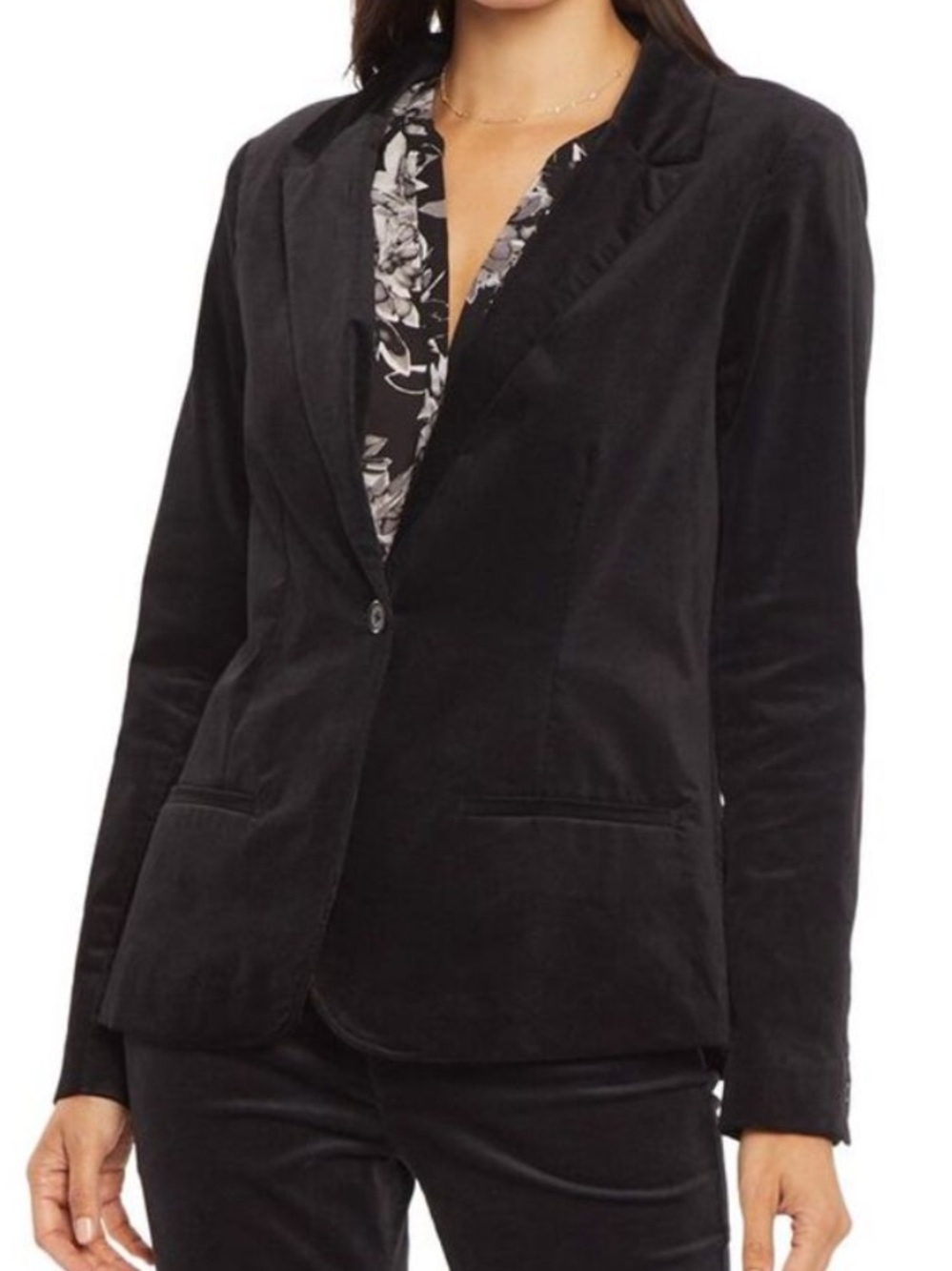 NYDJ Black Velvet Blazer Classic Velveteen Size XS